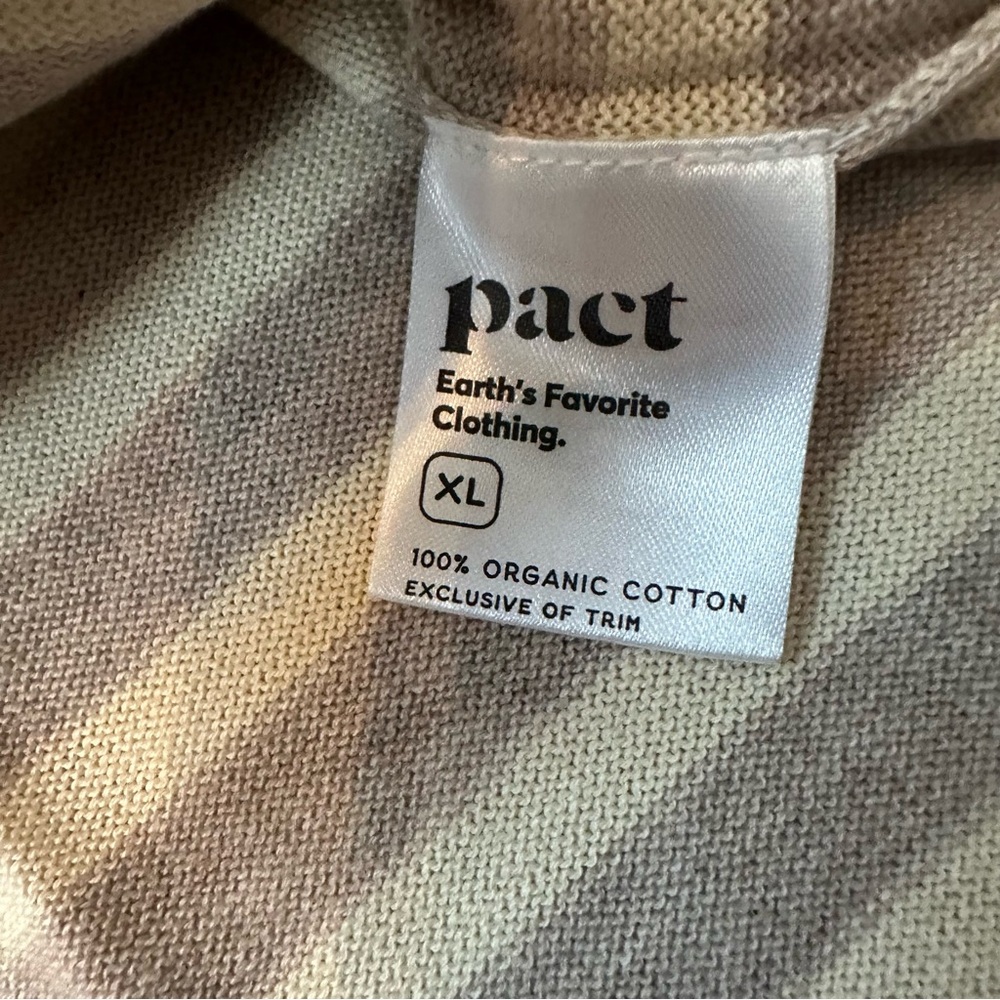 NWT Pact 100% Organic Cotton Classic Fine Knit Oat Stripe 3/4 Sleeve Sweater - Picture 12 of 13